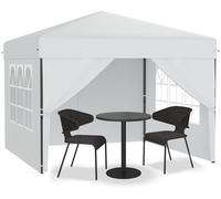 Tente pliante UISEBRT 3 x 3 m, montage rapide à un bouton, imperméable et protection UV, avec 4 panneaux latéraux, sac de transport inclus – Blanc
