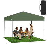 Tente pliante XMTECH Pop-Up 3x3 m, imperméable et protection UV, montage rapide à l'aide d'un seul bouton, hauteur réglable sur 3 niveaux, verte (sans parois latérales)