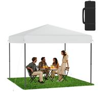 Tente pliante XMTECH Pop-Up Pavillon 3x3 m, imperméable et protection UV, montage rapide à un seul bouton, hauteur réglable sur 3 niveaux, blanc (sans parois latérales)