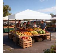 Tente pop-up ACXIN 3 x 3 m, montage rapide à l'aide d'un seul bouton, tente pliable pour fêtes et jardin, imperméable et avec protection UV, sans parois latérales, sac de transport inclus – Blanc