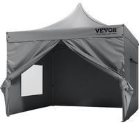 Tente pop-up avec auvent Tente gazebo d'extérieur 304,8 x 304,8 cm avec parois latérales Gris foncé