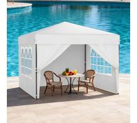 Tente pop-up YARDIN 2,5 x 2,5 m, montage rapide à un bouton, imperméable et protection UV, avec 4 panneaux latéraux, sac de rangement inclus – Blanc