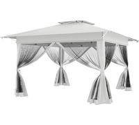Tente pop-up YRHome 4 x 4 m, montage rapide à un bouton, double toit et aération, moustiquaire, imperméable et protection UV, avec panneaux latéraux, sac de transport inclus – Blanc