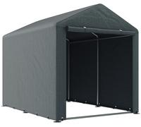 Tente pour équipement - Tente pour garage - Structure en acier galvanisé - Tissu en polyéthylène (PE) - Imperméable - Grande porte - Gris foncé