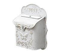 TentHome Boîte aux Lettres Murale en Fer Vintage Originale Petite, Boîte à Lettre Métal Design Retro Extérieur, Décoration pour Jardin Extérieur, Maison, Mariage, Anniversaire (Blanc rétro)