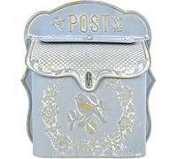 TentHome Boîte aux Lettres Murale en Fer Vintage Originale Petite, Boîte à Lettre Métal Design Retro Extérieur, Décoration pour Jardin Extérieur, Maison, Mariage, Anniversaire (Gris Bleuté)