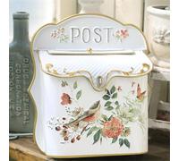 TentHome Boîte aux Lettres Murale en Fer Vintage Originale Petite, Boîte à Lettre Métal Design Retro Extérieur, Décoration pour Jardin Extérieur, Maison, Mariage, Anniversaire (Blanc-Oiseau)