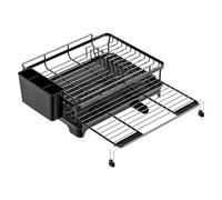 TentHome Egouttoir Vaisselle Extensible sur Évier INOX Noir, Seche Rangement Vaisselle Étagère Support Range Assiette Couvert, Porte Ustensiles Cuisine Accessoires, Sechoir Organisateur Vaisselle