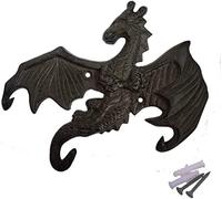 TentHome Patère Rustique Fer Crochet Mur En Fonte Dragon Manteau Antique Porte-clés pour Manteau Clés Chapeau (B)