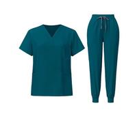 Tenue Infirmiere Uniformes de médecins et d'infirmières Vêtements à manches courtes for le lavage des mains travail Combinaison fendue(Color7,XL)