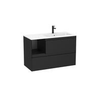 Tenue unik 2 tiroirs lavabo asymétrique droite 1000mm noir mat - ROCA A851938532