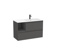 Tenue unik 2 tiroirs lavabo asymétrique droite 1000mm onyx mat - ROCA A851938531