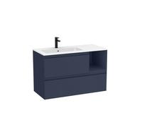 Tenue unik 2 tiroirs lavabo asymétrique gauche 1000mm bleu nuit mat - ROCA A851936538
