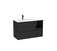 Tenue unik 2 tiroirs lavabo asymétrique gauche 1000mm noir mat - ROCA A851936532