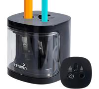 tenwin Taille-crayon électrique à double trou pour mines n° 2 et couleurs de 6 à 12 mm - Noir