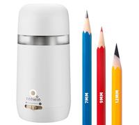 tenwin Taille-crayon électrique entièrement automatique pour crayons de 7 à 11,5 mm, entrée et éjection automatiques, 3 pointes réglables sélectionnables avec lumière respiratoire (blanc)