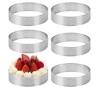 Teokantz 6 Pièces 8 cm Cercle à Pâtisserie, Cercle à Tarte Perforé | 430 Acier Inoxydable, Moule à Tarte, Tartelette, Pâtisserie, Muffin