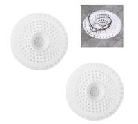 Teouuas 2 Pièces Attrape Cheveux Douche, Grille Douche Anti Cheveux | Empêche les Bouchons, Silicone Souple, Facile à Nettoyer, Filtre Cheveux Douche, pour Baignoire et Lavabo, Rond Blanc