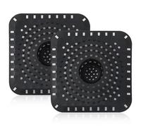 Teouuas 2 Pièces Attrape Cheveux Douche, Grille Douche Anti Cheveux | Empêche les Bouchons, Silicone Souple, Facile à Nettoyer, Filtre Cheveux Douche, pour Baignoire et Lavabo, Carré Noir