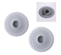 Teouuas 2 Pièces Attrape Cheveux Douche, Grille Douche Anti Cheveux | Empêche les Bouchons, Silicone Souple, Facile à Nettoyer, Filtre Cheveux Douche, pour Baignoire et Lavabo, Rond Gris