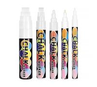 Teouuas 5 Pièces Stylo Craies Pour Tableau Noir Effacable, Marqueur craie liquide, Pointe 1/3/6/10/15 mm, pour Tableau Noir, Vitres, Enseignes, Verre, Plastiques