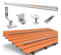 TEOV Kit de montage PV pour toit en brique, support de panneau solaire avec rail de montage de 1240 mm et crochet de toit, support de panneau solaire avec pince d'extrémité et pince centrale de 40 mm,
