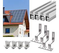 TEOV Kit de montage PV pour toiture, fixation de toit en verre, support de panneau solaire avec rail de montage photovoltaïque de 30 cm et crochets de toit, support de panneau solaire avec borne