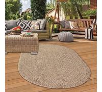 Teppich-Traum Extérieur Moderne Robuste Aspect Jute résistant aux intempéries Balcon Jardin terrasse 140x200 cm Ovale