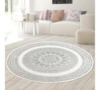 Teppich-Traum Salon Chambre à Coucher Tapis Grand Tapis Design à Poils Courts Moderne Noble élégant Brillant crème Gris Diamètre 200 cm