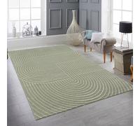 Teppich-Traum Tapis d'extérieur Salon Balcon Jardin Effet de Profondeur élevé Style Boho Motif Arc uni Vert, 200 x 280 cm