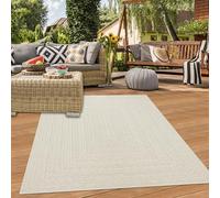 Teppich-Traum Tapis d'intérieur et d'extérieur Salon Terrasse Balcon Jardin Motif de Lignes en Forme rectangulaire Jute-Look crème, 120 x 170 cm
