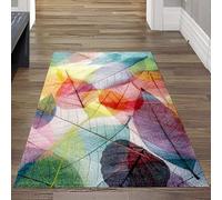 Teppich-Traum Tapis Salon Couloir Pont entrée Couloir Entretien Facile résistant Multicolore inaltérable avec Motif Feuillage en Multicolore, 80 x 150 cm