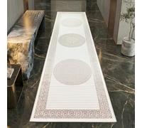 Teppich-Traum Tapis Salon Tapis à Poils Courts Couloir Couloir Long Oriental élégant Orient Brillant Ornements crème Beige 80 x 300 cm