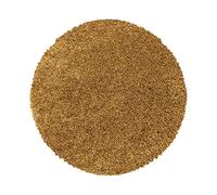 Teppium Shaggy Tapis de salon moderne à poils longs, 160 cm, rond, couleur dorée, moelleux, extra doux, facile d'entretien et uni, pour chambre à coucher, cuisine et salle à manger