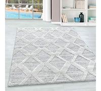 Teppium Tapis à Poil Long pour Salon, Style Boho, Effet 3D, Design Boho, Facile d'entretien, Tapis Moderne pour Salon Taille: 200 x 290 cm, Couleur: Gris-2