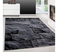 Teppium Tapis à Poils Ras, Couleur Noir, Conception de Pierre, 111499, Tapis Rectangle, Tapis Salon-Salle à Manger ou Chambre, 140 x 200 cm