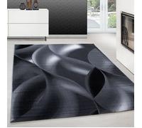 Teppium Tapis de salon, moderne, à poils courts, 240 x 340 cm, noir, moelleux, lavable, design à vagues abstraites, facile d'entretien, doux, idéal pour la chambre à coucher, la salle à manger et