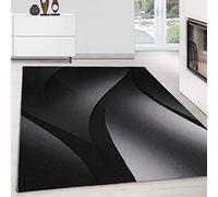 Teppium Tapis de salon moderne à poils courts - 240 x 340 cm - Noir - Moelleux - Lavable - Design ombré - Facile d'entretien - Doux - Idéal pour la chambre à coucher, la salle à manger et comme tapis