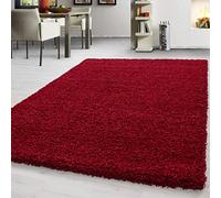 Teppium Tapis de salon moderne à poils longs 160 x 230 cm Rouge - Moelleux, extra doux, facile d'entretien et couleur unie