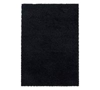 Teppium Tapis de salon moderne à poils longs 300 x 400 cm Noir - Moelleux, extra doux, facile d'entretien et couleur unie - Pour chambre à coucher, cuisine et salle à manger