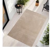 Teppium tapis déco 280x370 cm XXL beige poil court relief 3D design nordique boho séjour terrasse balcon intérieur extérieur