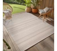 Teppium Tapis d'extérieur Beige 120x170 cm, résistant aux intempéries et aux UV, idéal pour la Cuisine, Le Balcon, la terrasse, Design bohème scandinave