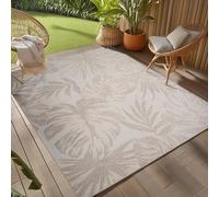 Teppium Tapis d'extérieur Beige 120x170 cm, résistant aux intempéries et aux UV, idéal pour la Cuisine, Le Balcon, la terrasse, Design de Feuilles de Palmier