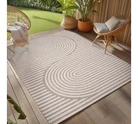 Teppium Tapis d'extérieur Beige 160x230 cm, résistant aux intempéries et aux UV, idéal pour la Cuisine, Le Balcon, la terrasse, Design bohème scandinave