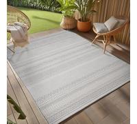 Teppium Tapis d'extérieur Gris 160x230 cm, résistant aux intempéries et aux UV, idéal pour la Cuisine, Le Balcon, la terrasse, Design bohème scandinave