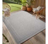 Teppium Tapis d'extérieur Gris 240x340 cm, résistant aux intempéries et aux UV, idéal pour la Cuisine, Le Balcon, la terrasse, Design uni avec Bordure