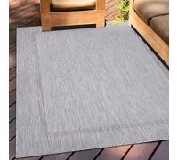 Teppium Tapis d'extérieur résistant aux intempéries, 250 x 350 cm (240 x 340 cm) - Couleur argentée - Aspect sisal - Lavable - Antidérapant - Imperméable - Bordures - Facile d'entretien - Idéal pour