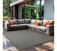 Teppium Tapis d'extérieur Robuste, résistant aux intempéries et aux UV, pour Balcon, terrasse, Jardin d'hiver, Cuisine ou Salle à Manger, Tapis Uni Noir 160 x 230 cm