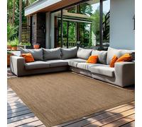 Teppium Tapis d'extérieur Robuste, résistant aux intempéries et aux UV, pour Balcon, terrasse, Jardin d'hiver, Cuisine ou Salle à Manger, Tapis Uni Marron 160 x 230 cm