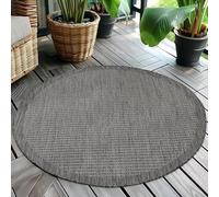 Teppium Tapis d'extérieur Robuste, résistant aux intempéries et aux UV, pour Balcon, terrasse, Jardin d'hiver, Cuisine ou Salle à Manger, Tapis Uni Noir 160 cm Rond